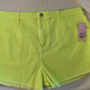 NWT Size 18 neon yellow denim shorts